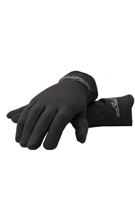 Schwarze RST Thermal WindBlock Motorradhandschuhe, winddicht und warm, mit verstärkten Handflächen und Knöchelschutz.