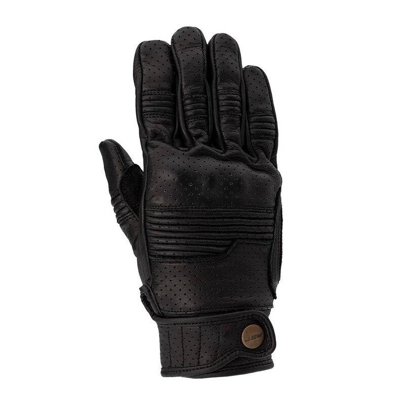 Schwarze RST Damen Roadster 3 CE Handschuhe aus Leder, für Motorradsicherheit und Komfort, mit gestepptem Design.