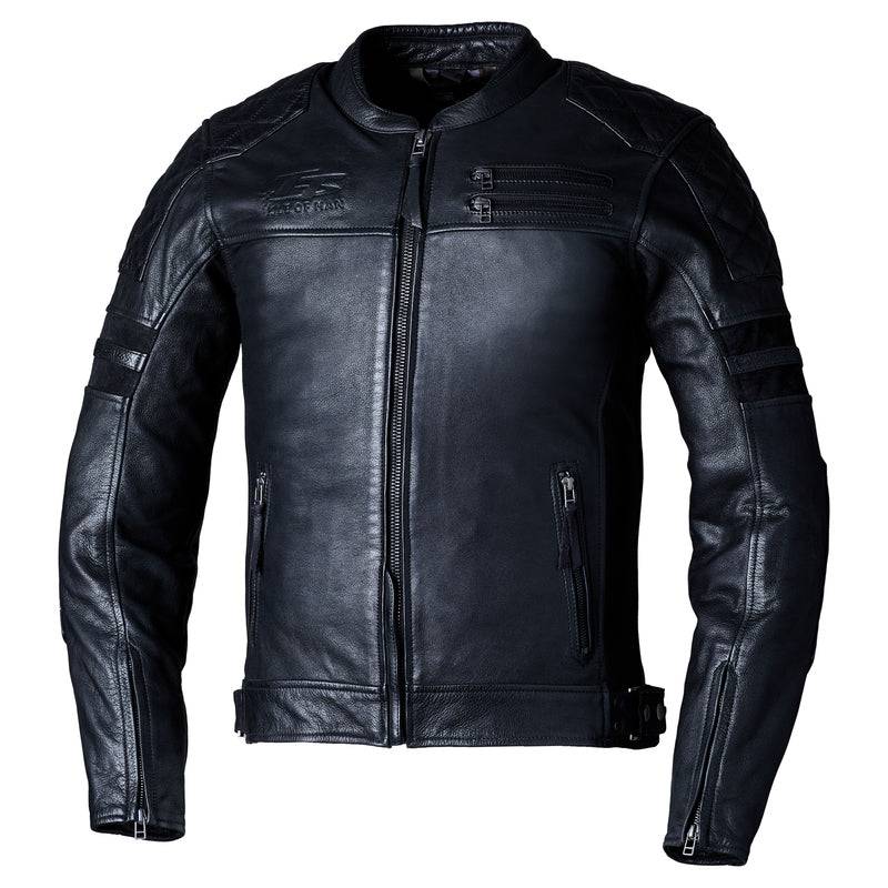 Schwarze Herren-Lederjacke RST Hillberry2 CE, klassische Jacken-Design, detailreiche nähte und stilvoller Schnitt sichtbar