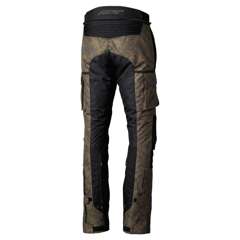 Grüne RST Ranger CE Motorradhose für Herren, robuste Adventure-Hose mit Schutzpolsterung, auf einem weißen Hintergrund.