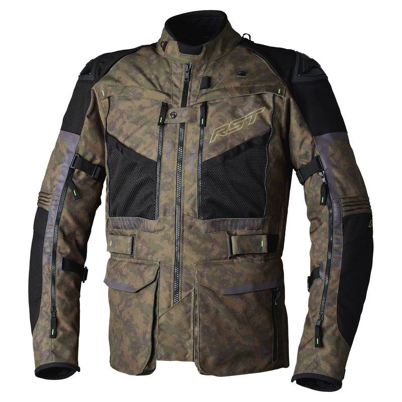 Grüne RST Pro Series Ranger CE Textil-Motorradjacke für Herren, Adventure-Jacke mit Schutzprotektoren, outdoor geeignet