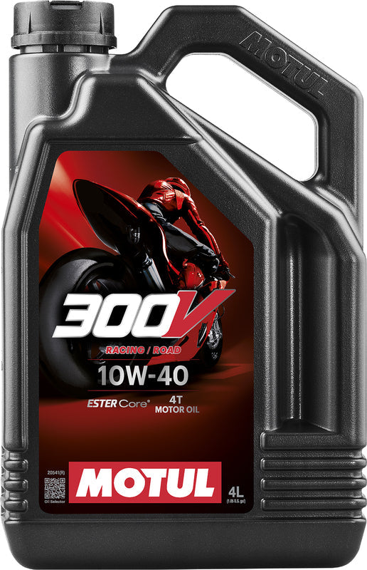 Motul 300V Factory Line Road Racing 4T Motorenöl, 10W40, 4 Liter, Flasche, hochwertiges 4-Takt-Öl für Rennmotorräder
