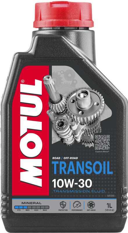 Motul Transoil Getriebeöl 10W30 Mineral, 1 Liter Flasche, geeignet für Getriebe und Antriebssysteme, klarer Flüssigkeitsbereich