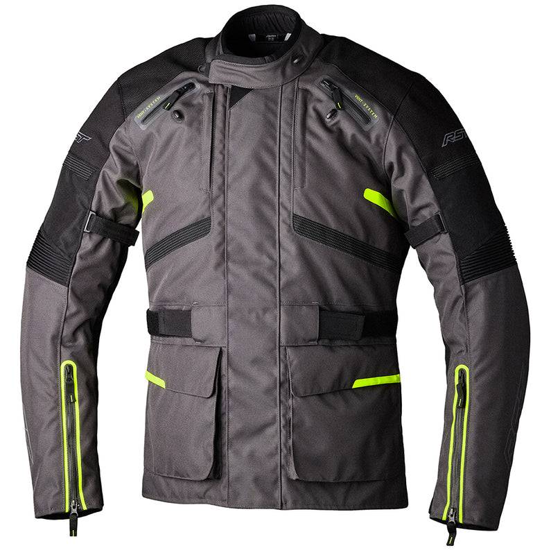 RST Endurance CE Textil-Motorradjacke für Herren, Adventure, in Graphit und Fluo-Gelb, sichtbare Jacke mit Protektoren