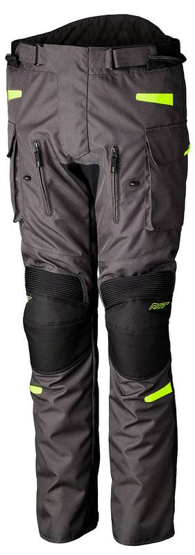 RST Endurance CE Textil-Motorradhose für Abenteuer, grau mit gelben Akzenten, wetterfest und strapazierfähig.