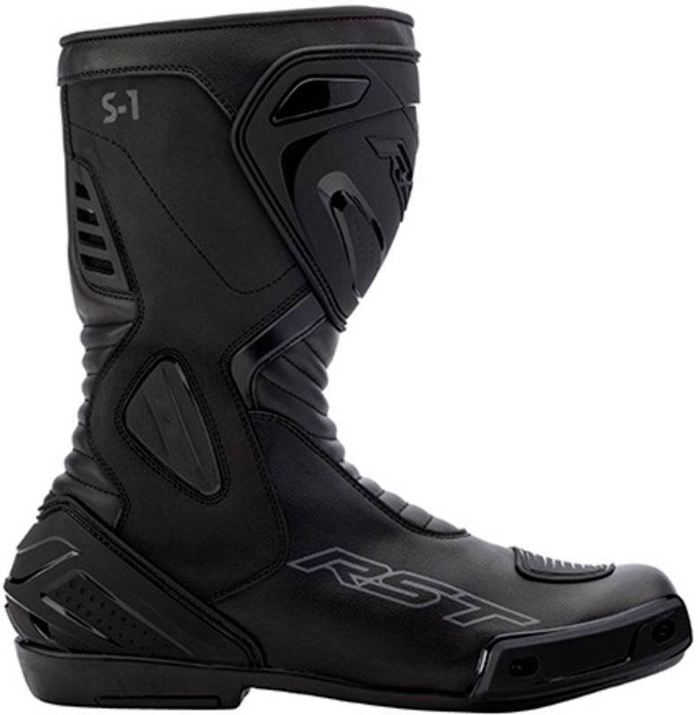 Schwarze RST S1 Motorradstiefel für Touren, strapazierfähiges Leder mit robustem Profil, sicherer Schutz für Motorradfahrer