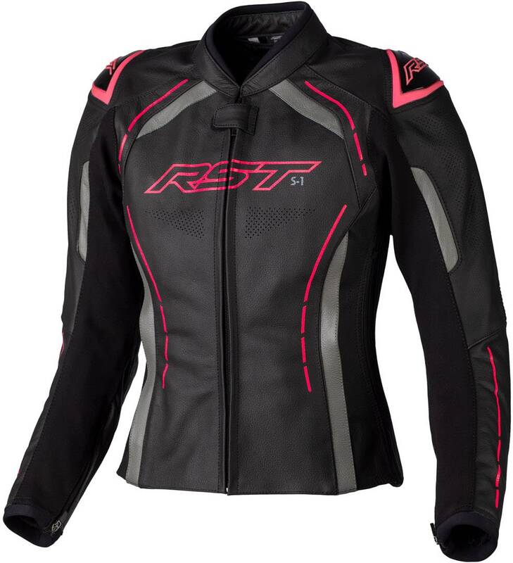 RST Damen S1 CE Lederjacke - Schwarz/Neon Rosa
