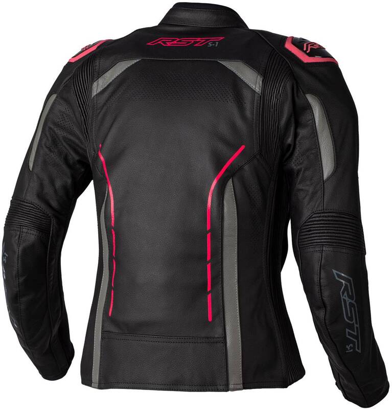 RST Damen S1 CE Lederjacke - Schwarz/Neon Rosa