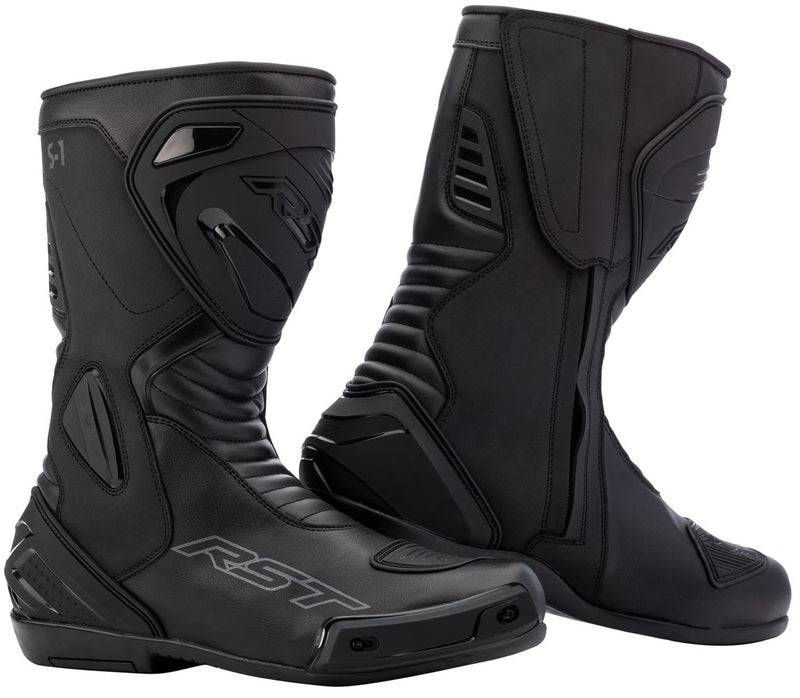 Schwarz schwarzer RST S-1 wasserdichter Motorradstiefel, Touring-Stiefel mit robustem Design, für sicheren Motorradschutz.
