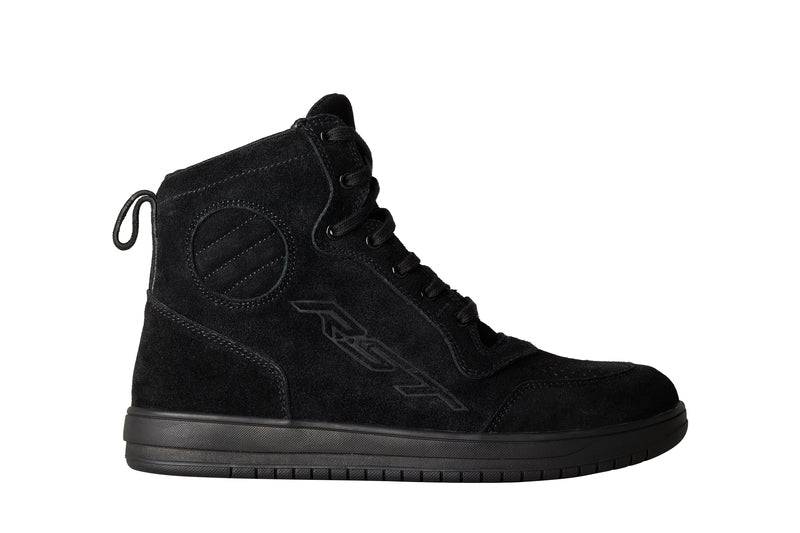 RST Damen Hoch-Top Schuhe aus schwarzem Wildleder mit robusten Schnürsenkeln und trendigem Design.