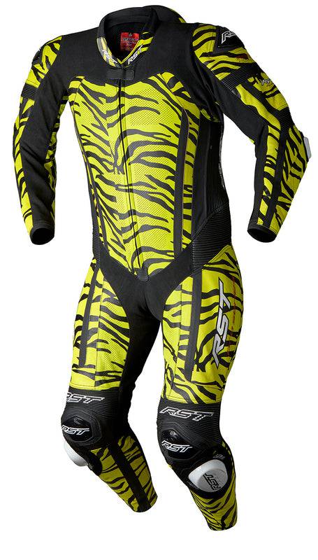 RST ProSeries EVO CE Airbag Lederkombi für Motorrad, 1-teilig, aus Leder in Tiger-Design, mit Airbag-System