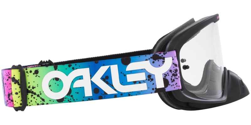 OAKLEY O Frame 2.0 Pro MX-Brille in Schwarz mit Splatter-Design und klarer Linse, für Motocross und Offroad-Fahrten