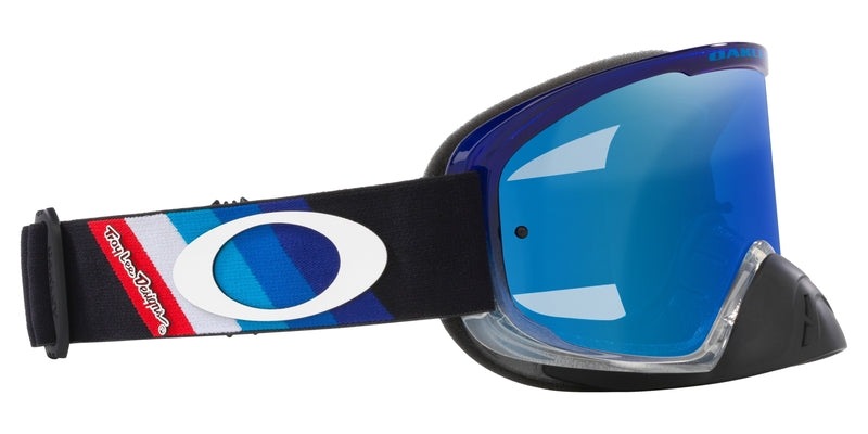 OAKLEY O Frame 2.0 Pro MX-Brille mit schwarzen Streifen, Ice Iridium Linse, für Motocross, sportliche Schutzbrille.