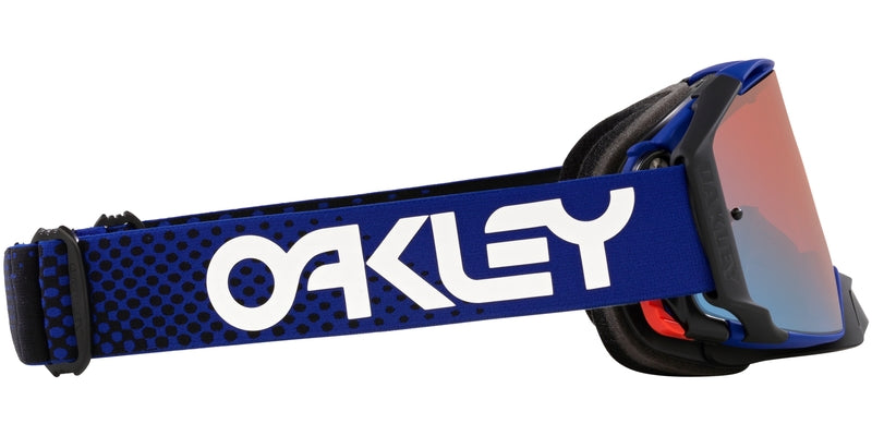 OAKLEY Airbrake MX-Brille mit blauer Rahmen und Prizm MX Sapphire Glas, Schutzbrille für motocross, detailreiche Ansicht
