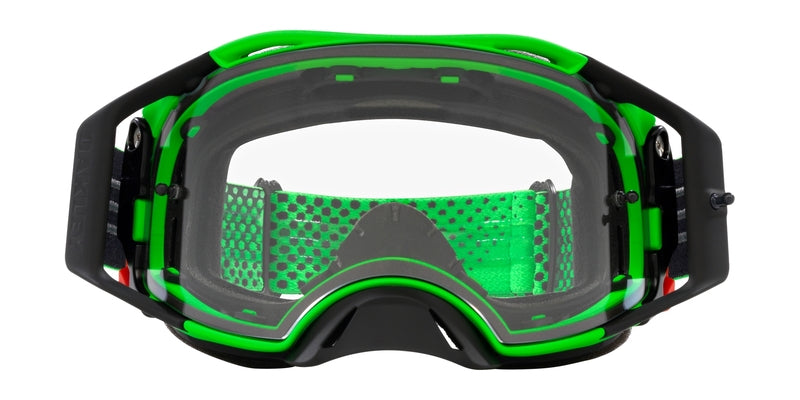 OAKLEY Airbrake MX-Brille mit grünen Rahmen und klarem Glas für Motocross, robuste Schutzbrille für den Offroad-Einsatz