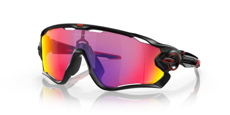 OAKLEY Jawbreaker™ Sonnenbrille mit Prizm Road Gläsern, sportliche Brille für Radfahren, in schwarzem Rahmen.