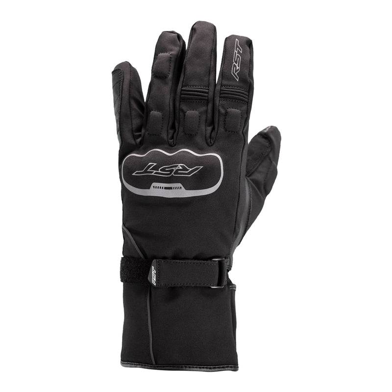 Schwarze RST Axiom wasserdichte Damen Motorradhandschuhe mit Schutzpolster und reflektierenden Elementen, bequem und wetterfest.