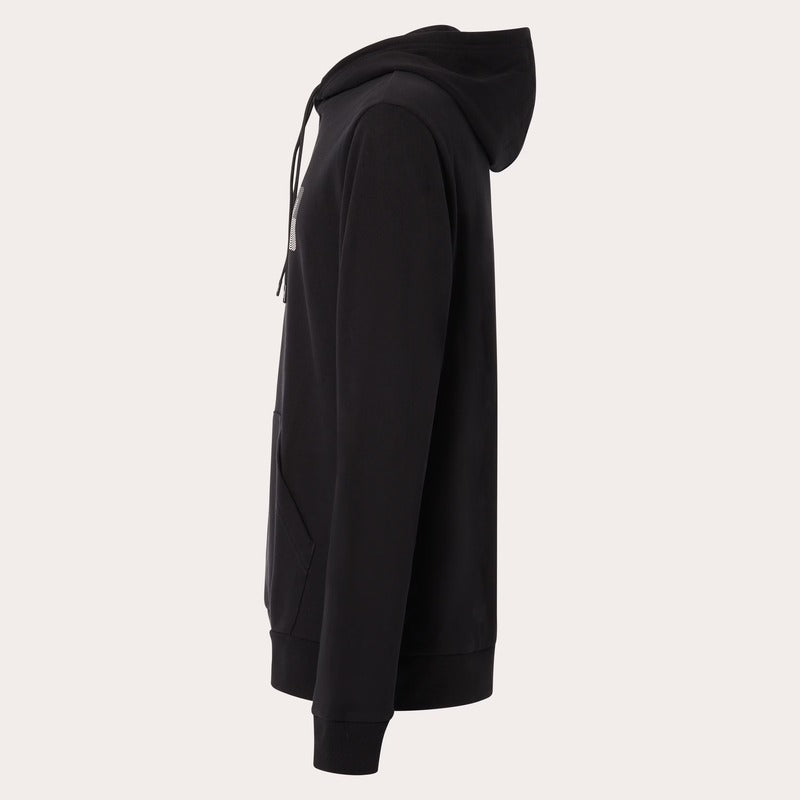 OAKLEY Duality B1B Po Hoodie, bequeme Freizeitbekleidung, dunkelgrau mit Kapuze und Logo-Details, auf Modell präsentiert