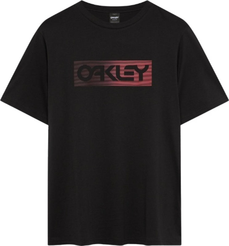 Schwarzes OAKLEY Dual B1B Logo T-Shirt, Freizeitbekleidung, mit Logo-Print, bequemes Design, frontale Ansicht