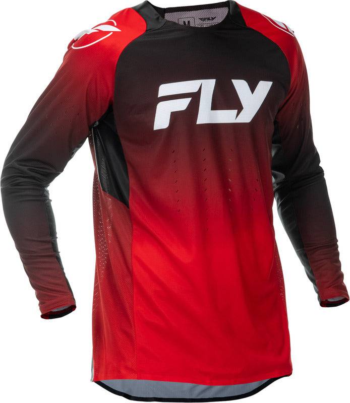 Fly Racing Evolution DST MX-Jersey in Rot, Schwarz und Weiss, atmungsaktiv und bequem für Motocross-Fahrer.