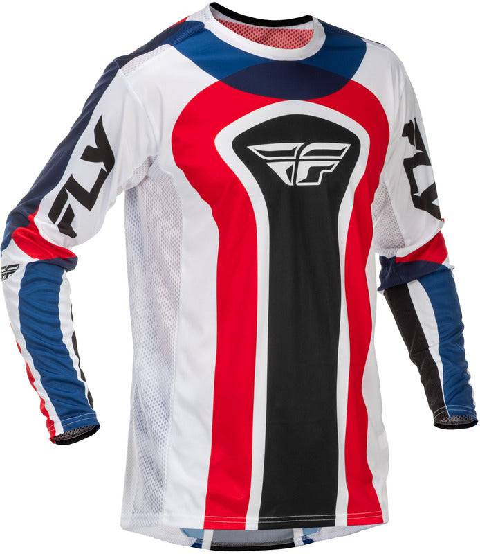 Fly Racing Lite Glory Special Edition MX-Jersey in Rot, Weiß und Blau, mit sportlichem Design und atmungsaktivem Material.