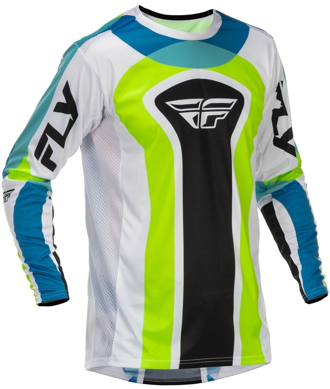 Fly Racing Lite Current L E Jersey Weiss Lime Blau