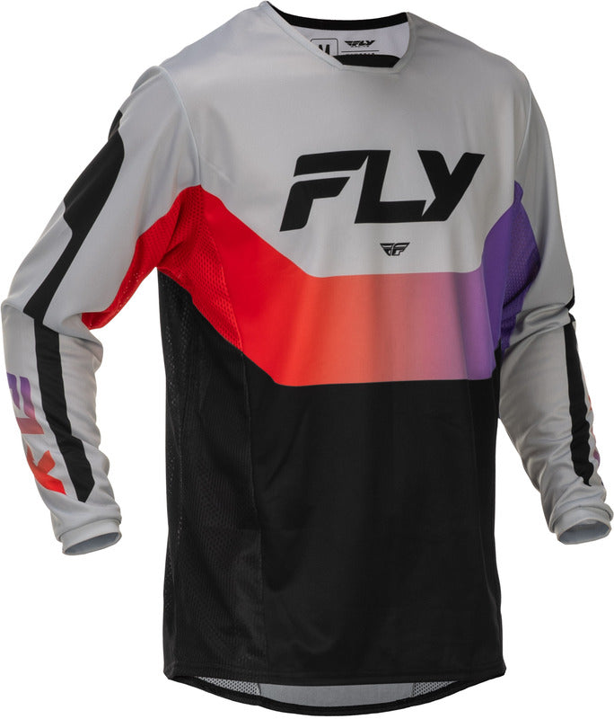 Fly Racing Kinetic Jersey Grau Rot Purple Schwarz