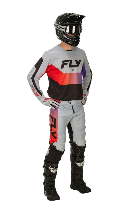 Fly Racing Kinetic Jersey Grau Rot Purple Schwarz
