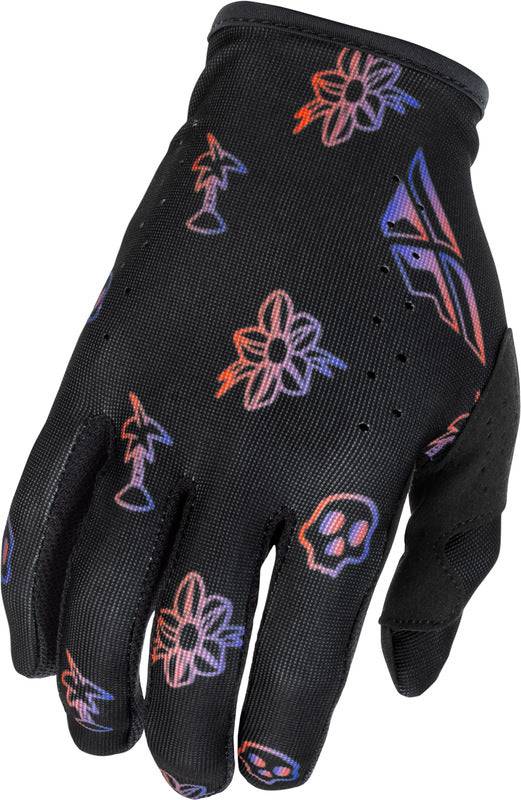 Fly Racing Lite Outline Special Edition MX-Handschuhe in Schwarz, Rot und Lila, mit robustem Design und atmungsaktivem Material