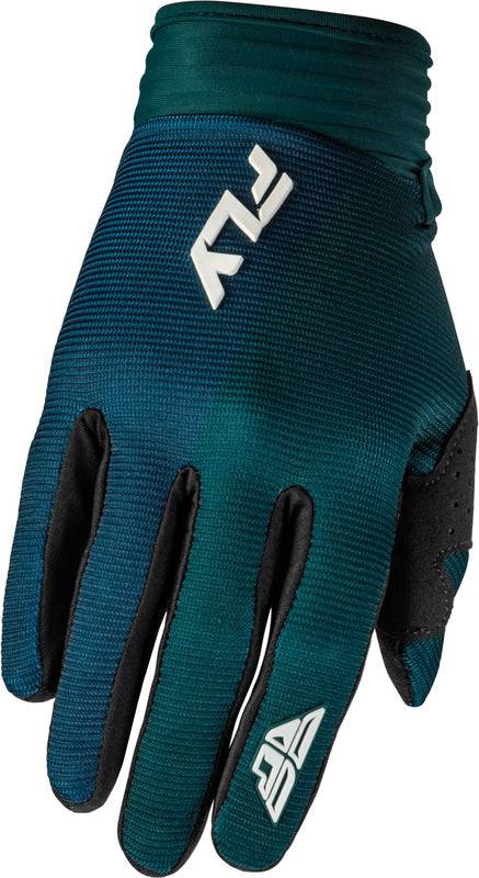 Fly Racing F 16 Damen MX-Handschuhe in Blau und Weiß, gepolstert und flexibel für Motorradsport und Offroad-Fahrten.