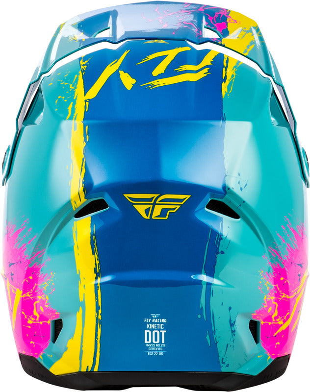 Fly Racing Kinetic Drip Jugend Helm Turquoiserosagelb