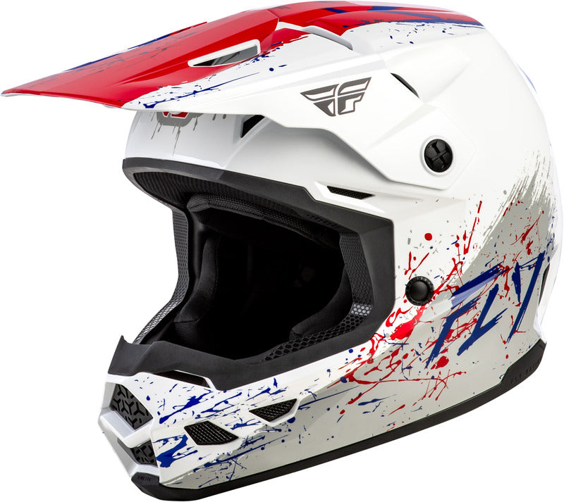 Fly Racing Kinetic Drip Jugend Helm Rotweissblau