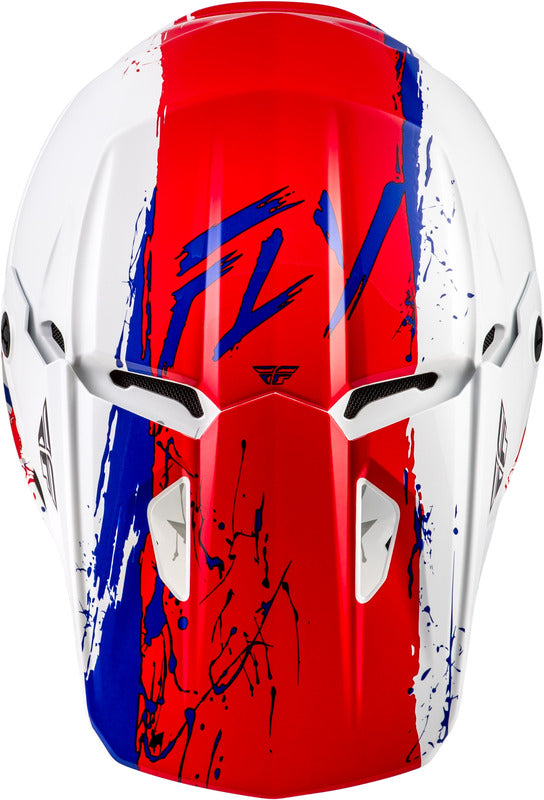Fly Racing Kinetic Drip Jugend Helm Rotweissblau