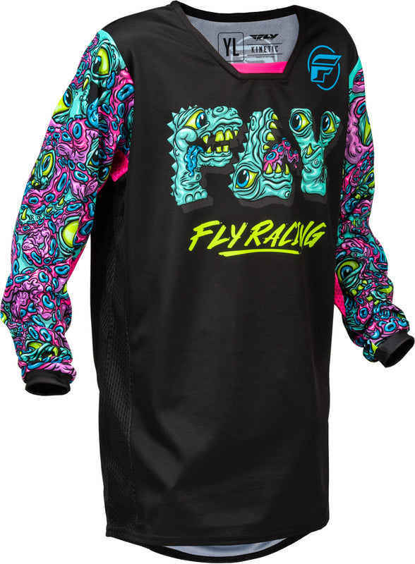 Fly Racing Kinetic Mutant Jugend Jersey Schwarz Multi