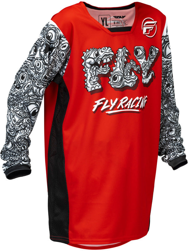 Fly Racing Kinetic Mutant Jugend Jersey Rot Schwarz Weiss