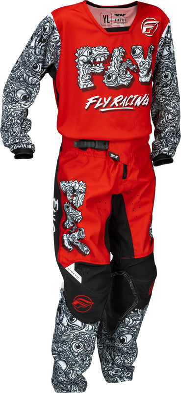 Fly Racing Kinetic Mutant Jugendhose Rot Weiss Schwarz