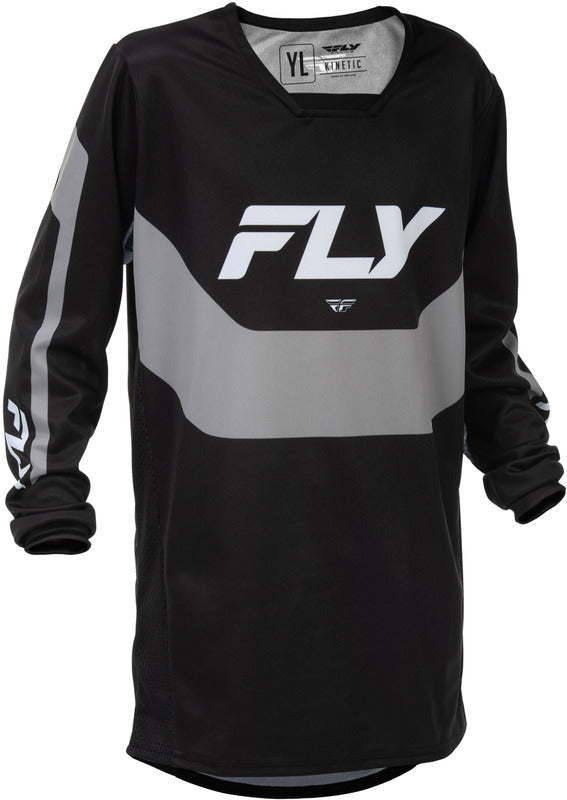 Fly Racing Kinetic Jugend Jersey Schwarz Grau