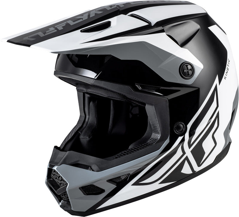 Fly Racing Kinetic Crest Helm Schwarzweissgrau