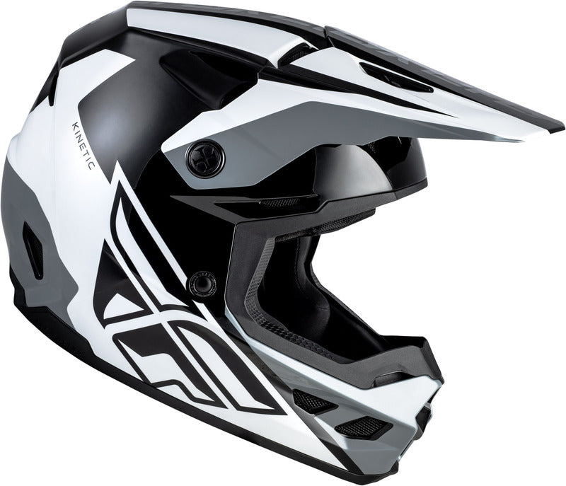 Fly Racing Kinetic Crest Helm Schwarzweissgrau