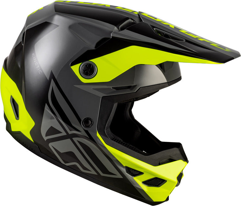 Fly Racing Kinetic Crest Helm Grauschwarzneon Gelb