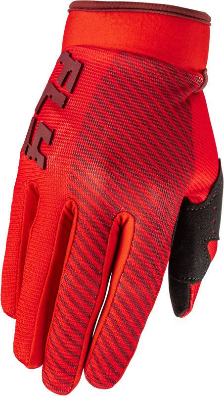 Fly Racing F 16 Jugend MX-Handschuhe in Rot, flexible Lederhandbedeckung mit Knöchelschutz, für Motocross und Offroad.