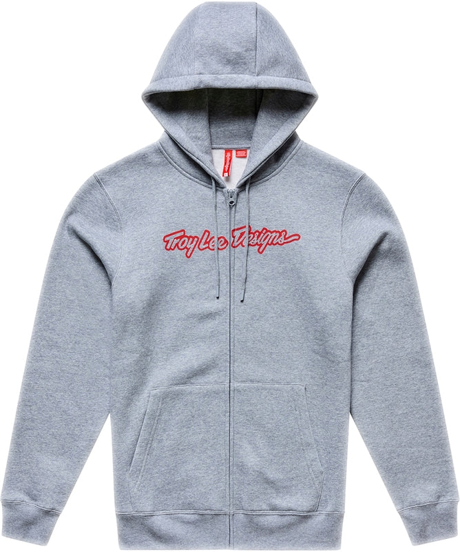 Troy Lee Designs Zip Up Signature Hoodie Grau/Heather/Rot