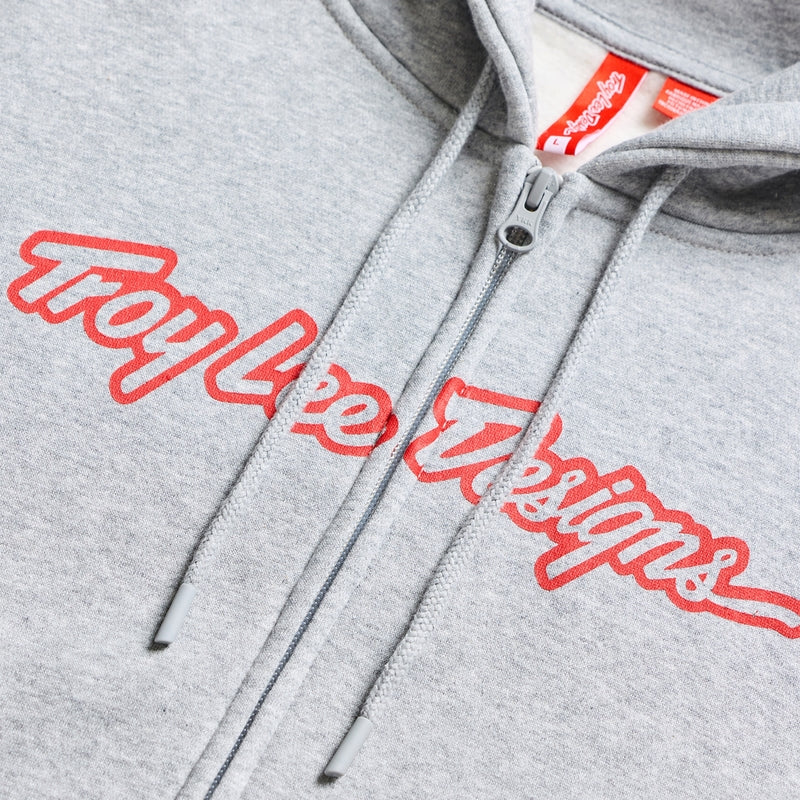 Troy Lee Designs Zip Up Signature Hoodie Grau/Heather/Rot