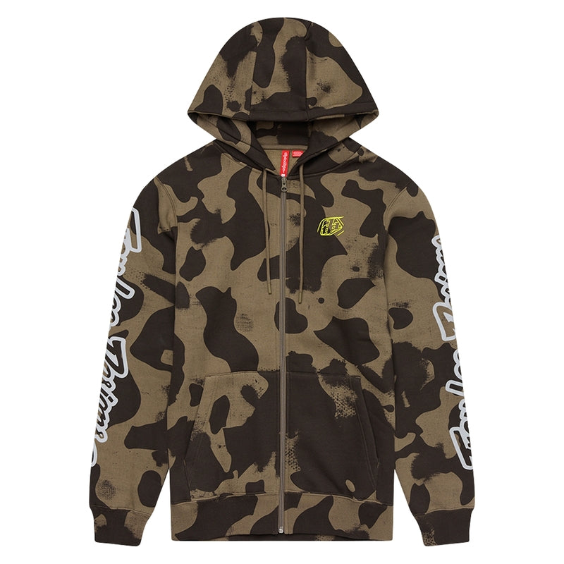 Troy Lee Designs Zip Up Branded Hoodie Camouflage Oliv