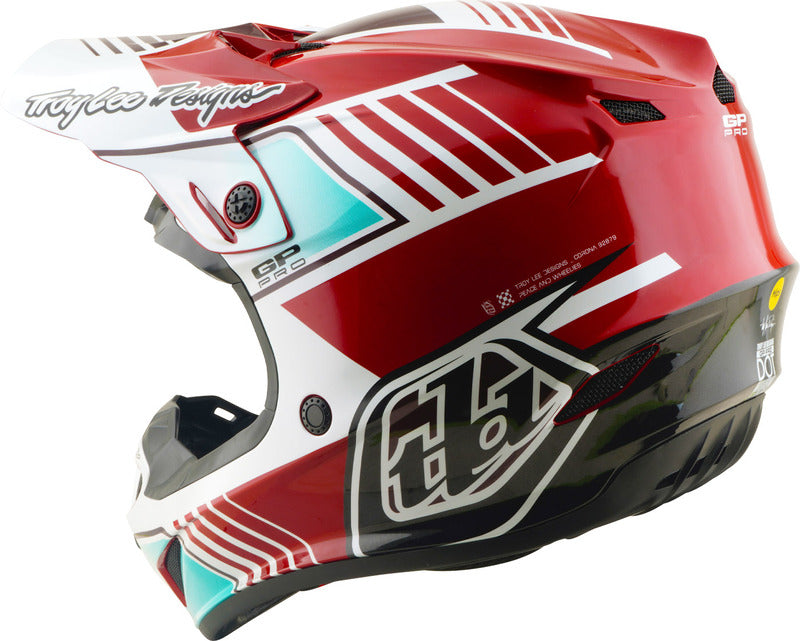 Motocrosshelm Troy Lee Designs GP Pro Mips in Rot und Weiß mit Belüftung und robustem Design für sicheren Offroad-Sport