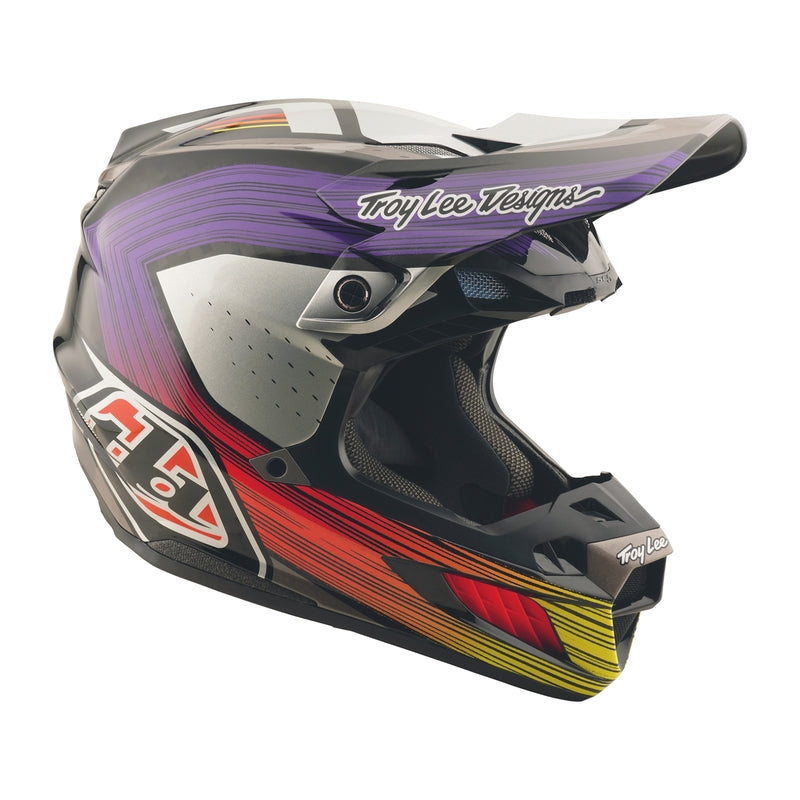 Troy Lee Designs Se5 Carbon Stripes Motocrosshelm Schwarz/Violett