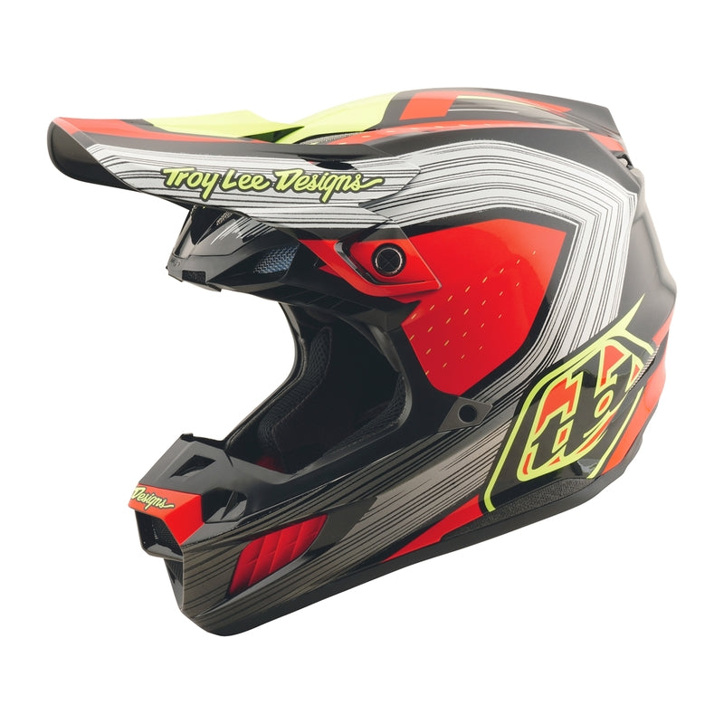 Troy Lee Designs Se5 Composite Stripes Motocrosshelm Schwarz/Infra Rot