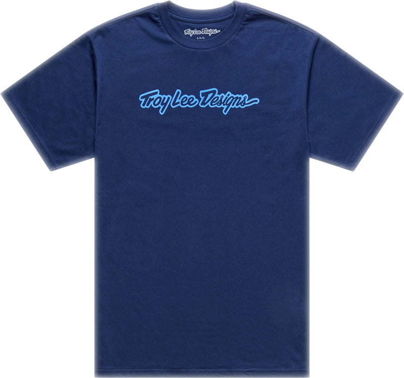 Troy Lee Designs Signature T Shirt Dunkelblau/Aero Blau