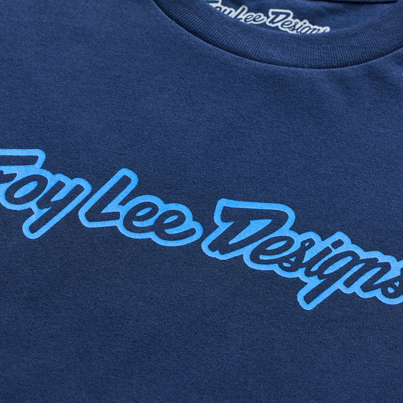 Troy Lee Designs Signature T Shirt Dunkelblau/Aero Blau