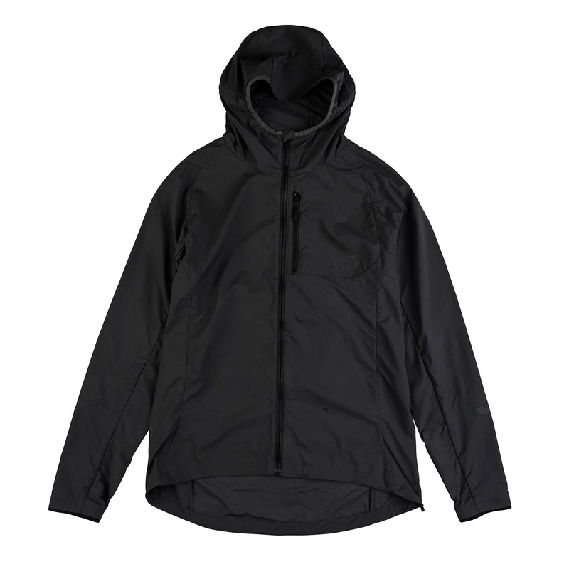 Troy Lee Designs Drift Windbreaker Mono Carbone, schwarze Freizeitjacke aus winddichtem Material, sportlicher Stil, Frontreißverschluss